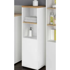 Badschrank in Weiß mit Wildeiche - Alenta