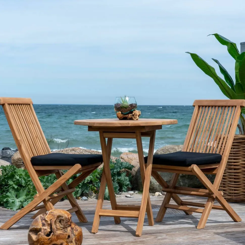 Balkon Tischgruppe aus Teak Massivholz - Senvelita (dreiteilig)