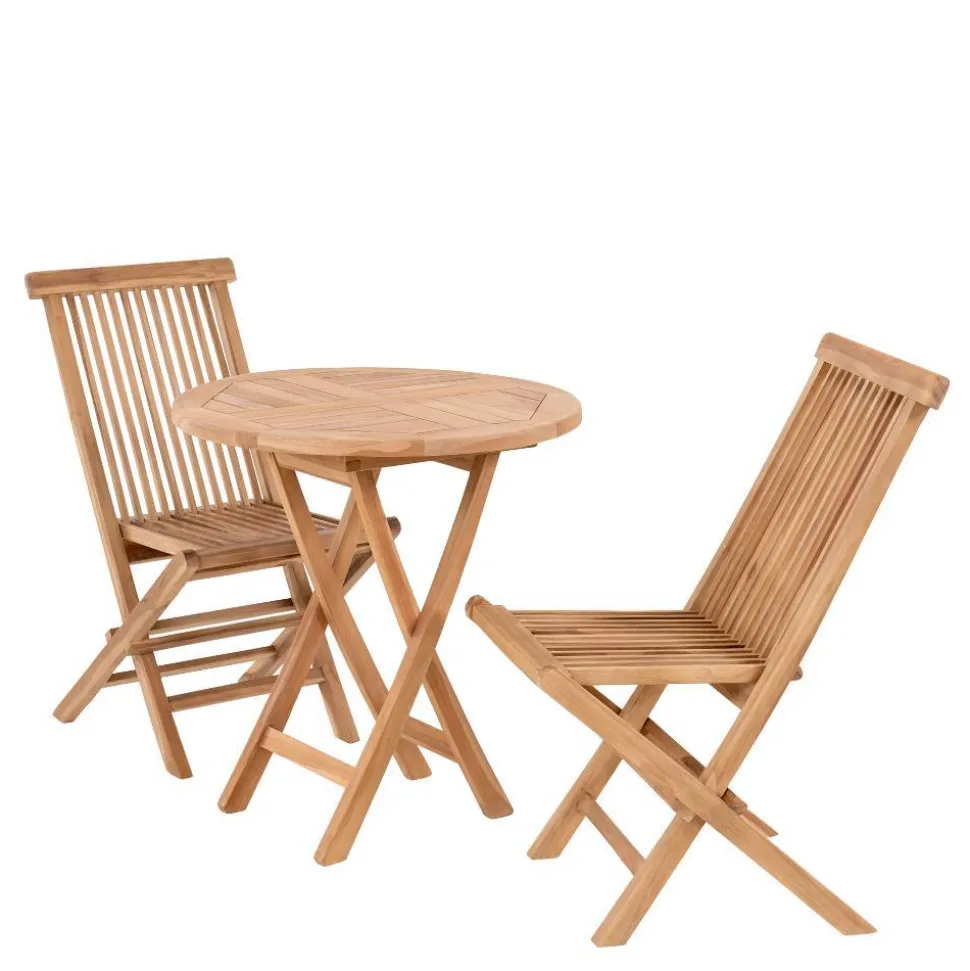 Balkon Tischgruppe aus Teak Massivholz - Senvelita (dreiteilig)