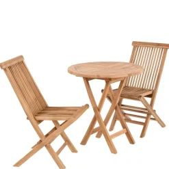 Balkon Tischgruppe aus Teak Massivholz - Senvelita (dreiteilig)