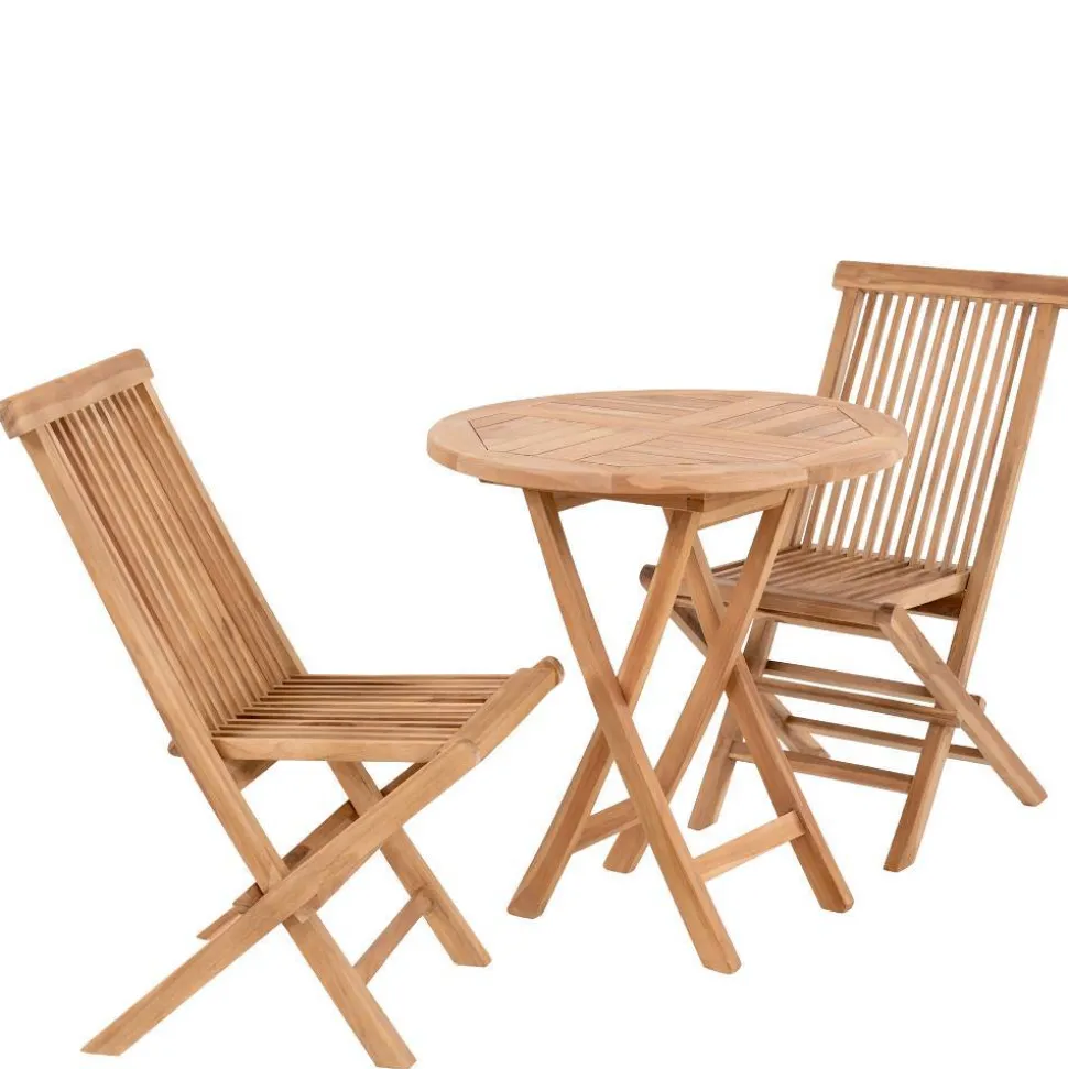 Balkon Tischgruppe aus Teak Massivholz - Senvelita (dreiteilig)