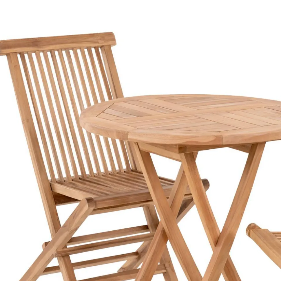 Balkon Tischgruppe aus Teak Massivholz - Senvelita (dreiteilig)