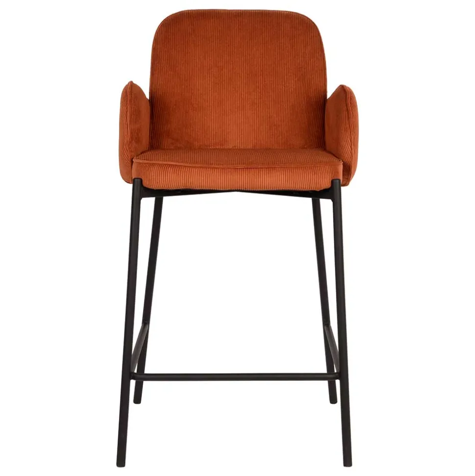 Barhocker mit Armlehnen aus Cord Rost Braun - Benede (2er Set)