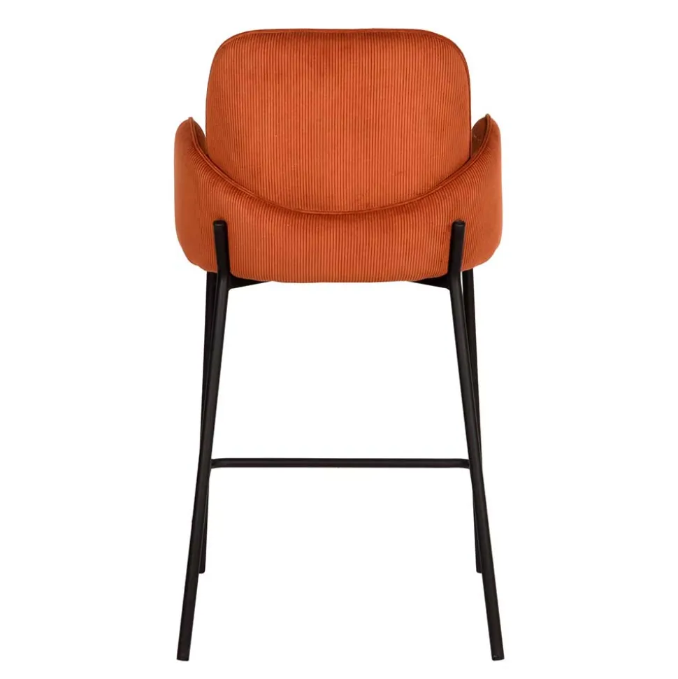 Barhocker mit Armlehnen aus Cord Rost Braun - Benede (2er Set)