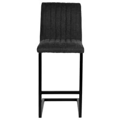 Barhocker mit Lehne aus Strukturstoff Anthrazit - Talyteo (2er Set)
