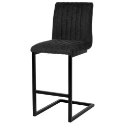 Barhocker mit Lehne aus Strukturstoff Anthrazit - Talyteo (2er Set)