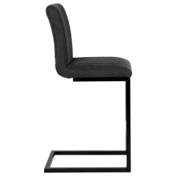 Barhocker mit Lehne aus Strukturstoff Anthrazit - Talyteo (2er Set)