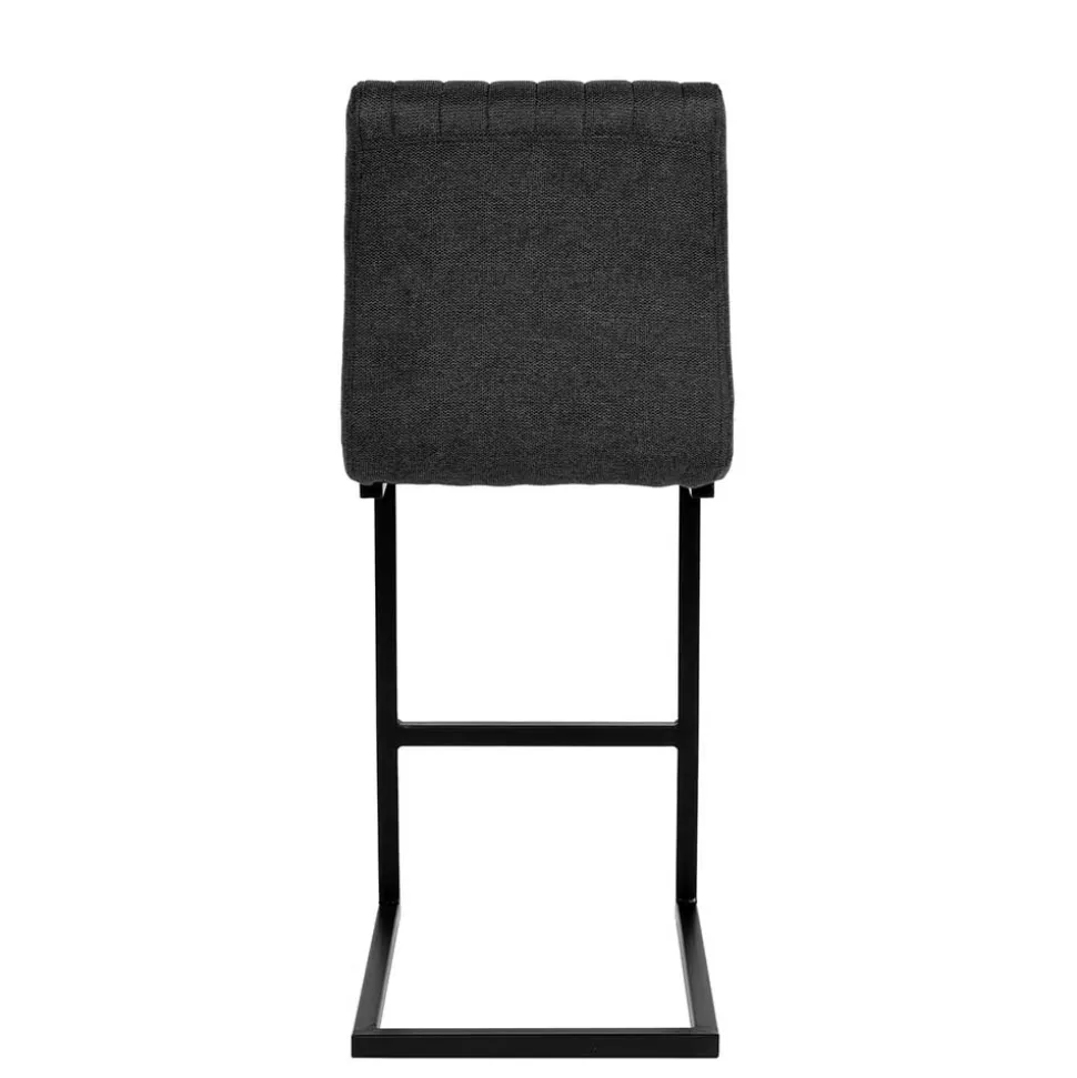 Barhocker mit Lehne aus Strukturstoff Anthrazit - Talyteo (2er Set)