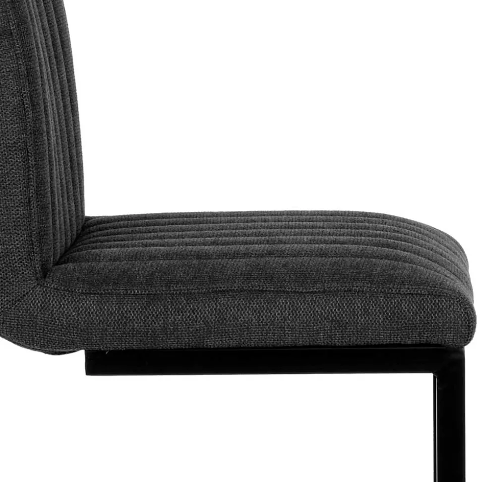 Barhocker mit Lehne aus Strukturstoff Anthrazit - Talyteo (2er Set)