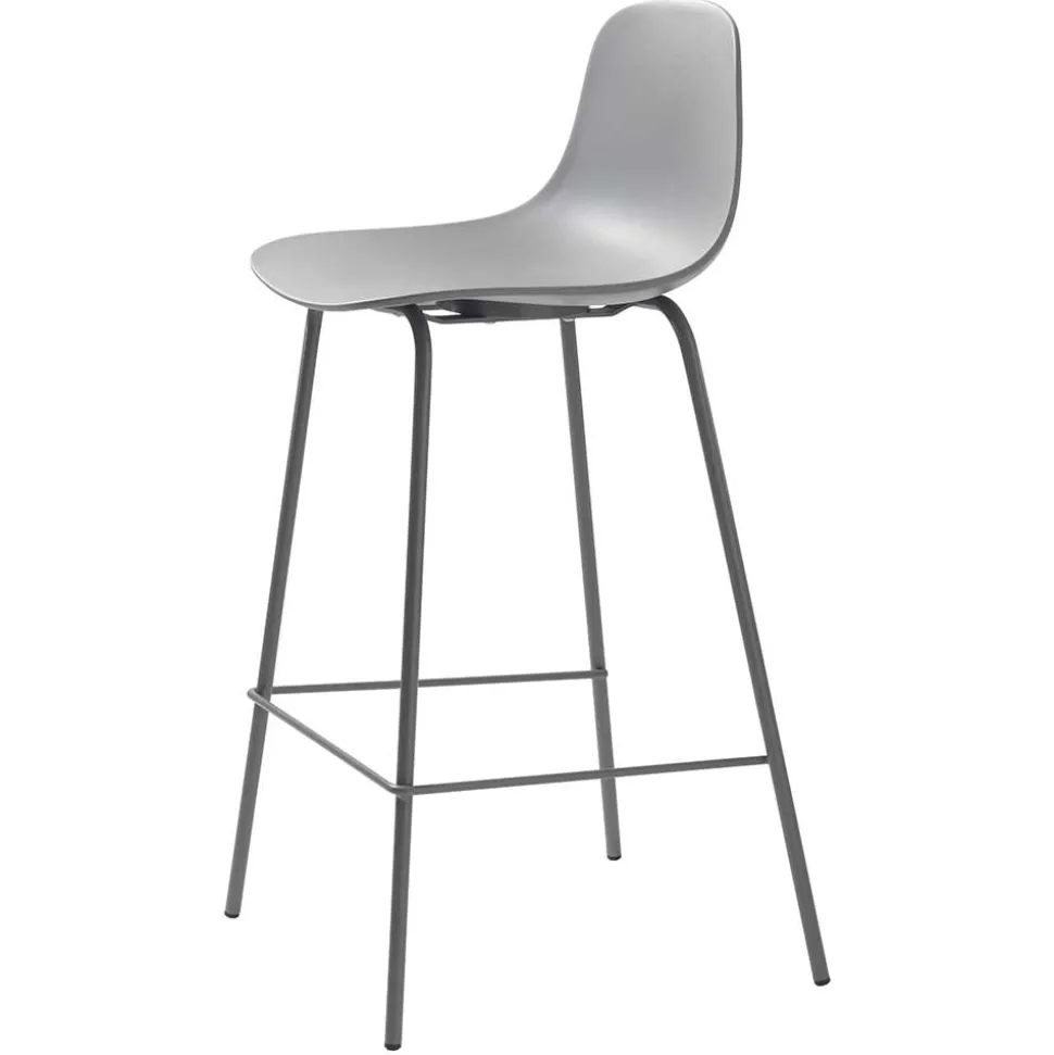 Barhocker mit Lehne in Grau - Marcala (2er Set)