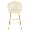 Barhocker mit Muschel-Lehne in Beige - Grovossa (2er Set)