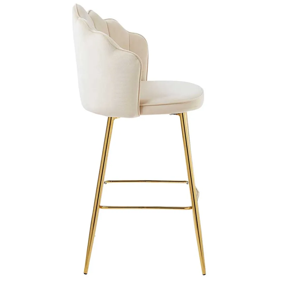 Barhocker mit Muschel-Lehne in Beige - Grovossa (2er Set)