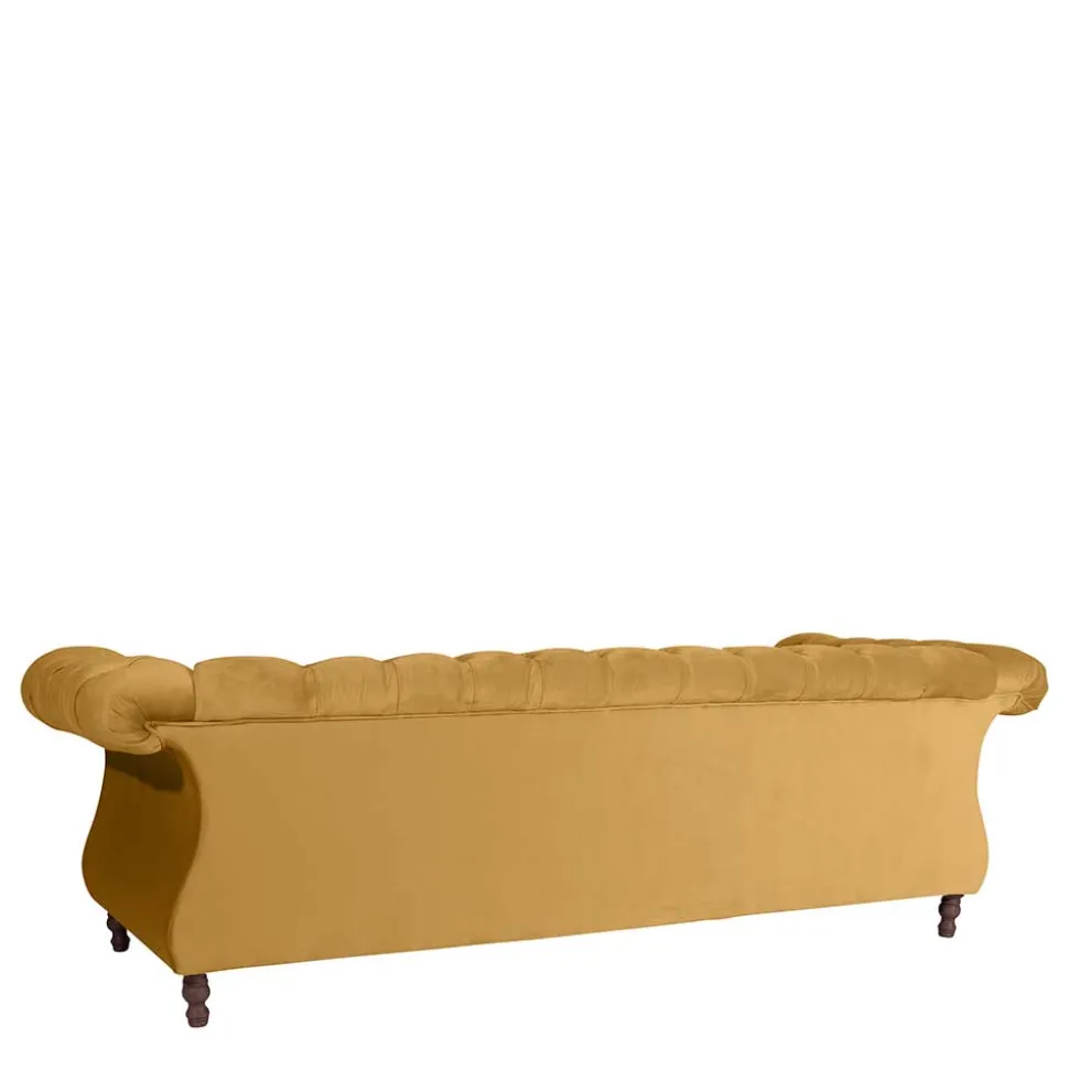 Barock Dreisitzer in Gelb und Nussbaum Braun - Alisho