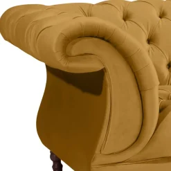 Barock Dreisitzer in Gelb und Nussbaum Braun - Alisho