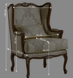 Barock Sessel in Beige und Creme gemustert - Ranaria