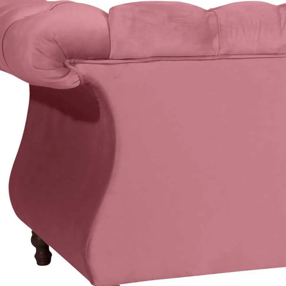 Barock Style Big Sessel in Rosa Samtvelours - Clewono