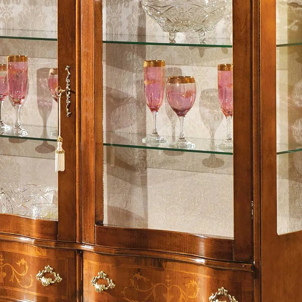 Barock Vitrine 2-türig Agosto mit Nussbaum Furnier