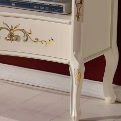Barockstil TV Element in Cremeweiß & Gold - Iviada