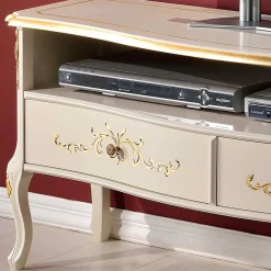 Barockstil TV Element in Cremeweiß & Gold - Iviada
