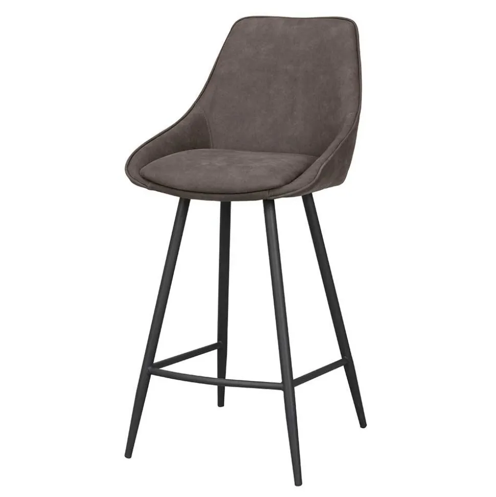 Barstühle in Dunkelgrau Microfaser - Ireen (2er Set)