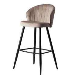 Barstuhl aus Samt in Beige - Narcissan