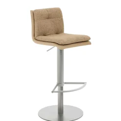 Barstuhl in Beige Stoff und Microfaser - Kenzy