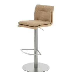 Barstuhl in Beige Stoff und Microfaser - Kenzy