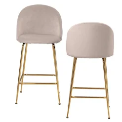 Barstuhl in Beige und Gold - Furcios (2er Set)
