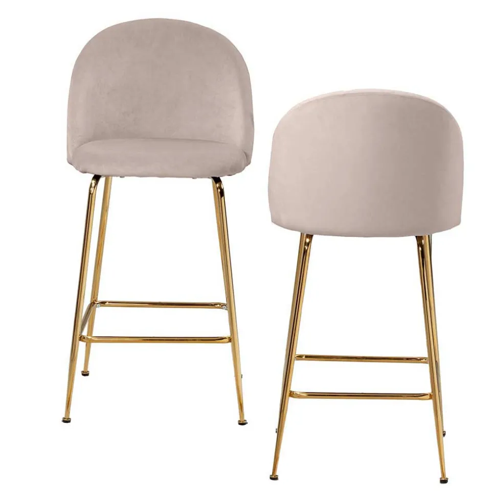 Barstuhl in Beige und Gold - Furcios (2er Set)