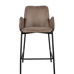 Barstuhl in Taupe Microfaser - Ziris (2er Set)