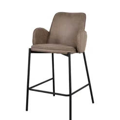 Barstuhl in Taupe Microfaser - Ziris (2er Set)