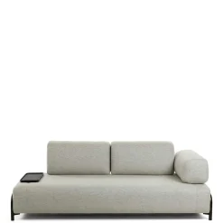 Beigefarbene Zweisitzer Couch mit Anstelltisch - Curacao