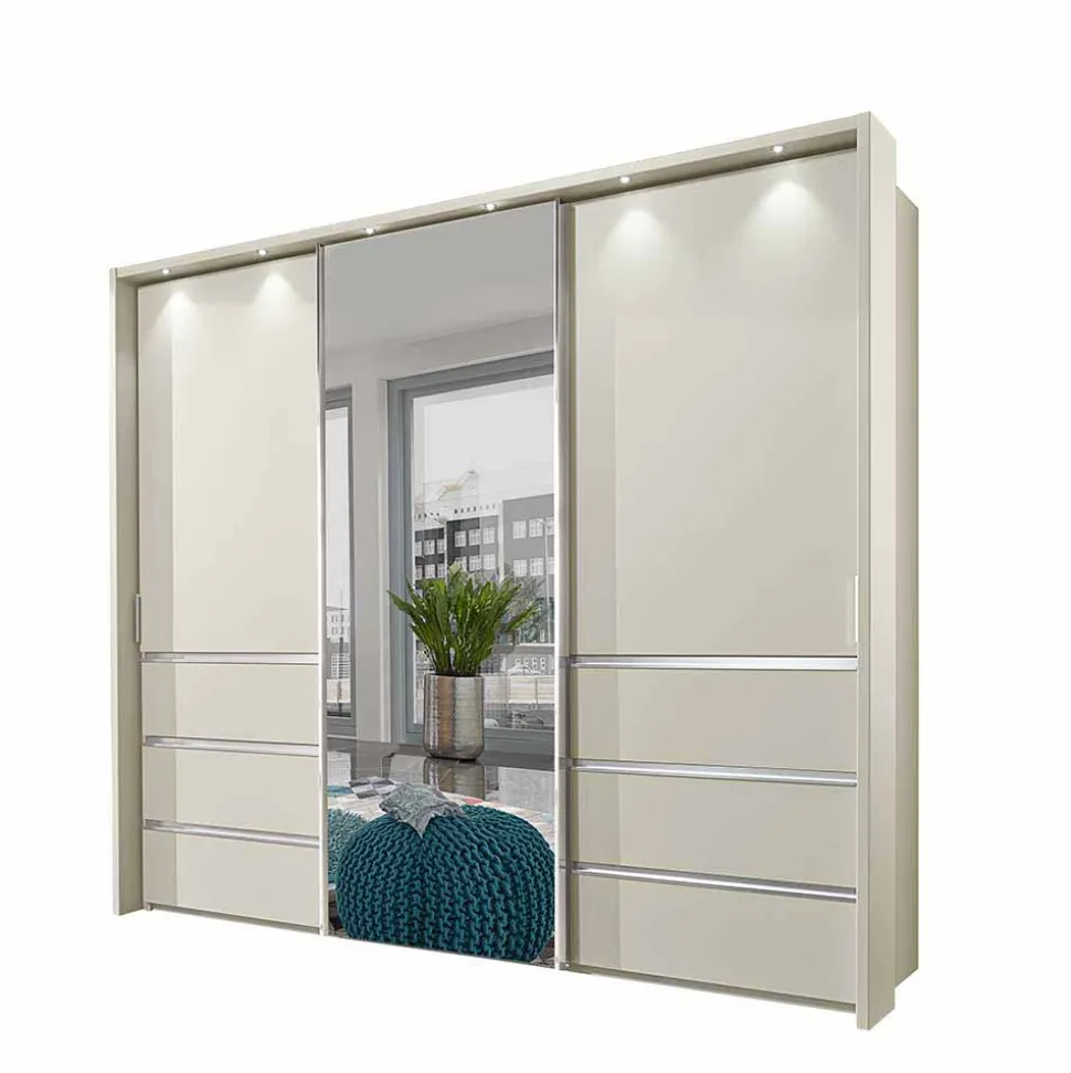 Beiger Schlafzimmerschrank Pastranav mit sechs Schubladen