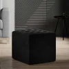 Beistellhocker aus mattem Samt in Schwarz - Ostavion