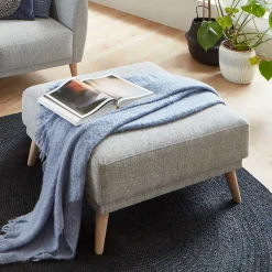 Beistellhocker aus Strukturstoff Grau - Lyanez