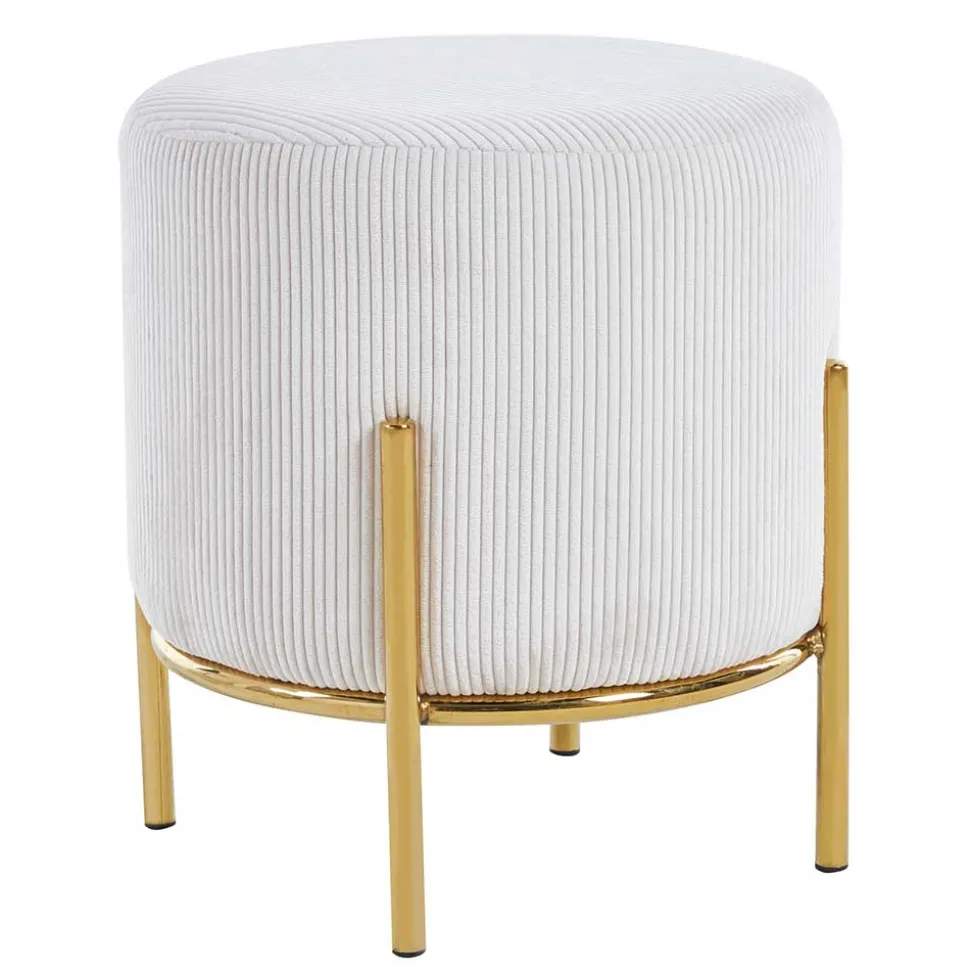 Beistellhocker in Beige Cord - Evonila