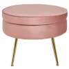 Beistellhocker in Rosa Samt - Griffin
