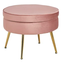 Beistellhocker in Rosa Samt - Griffin