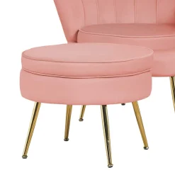 Beistellhocker in Rosa Samt - Griffin