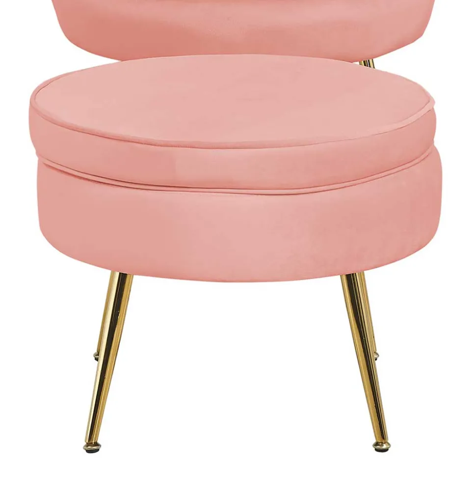 Beistellhocker in Rosa Samt - Griffin