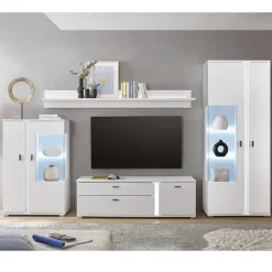 Beleuchtete Design TV Wohnwand in Weiß - Tirol (vierteilig)