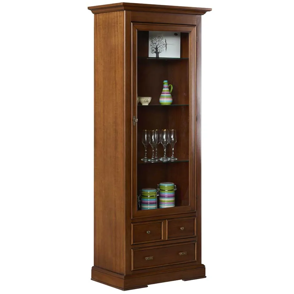 Beleuchtete Vitrine in Walnuss Braun - Istefanio