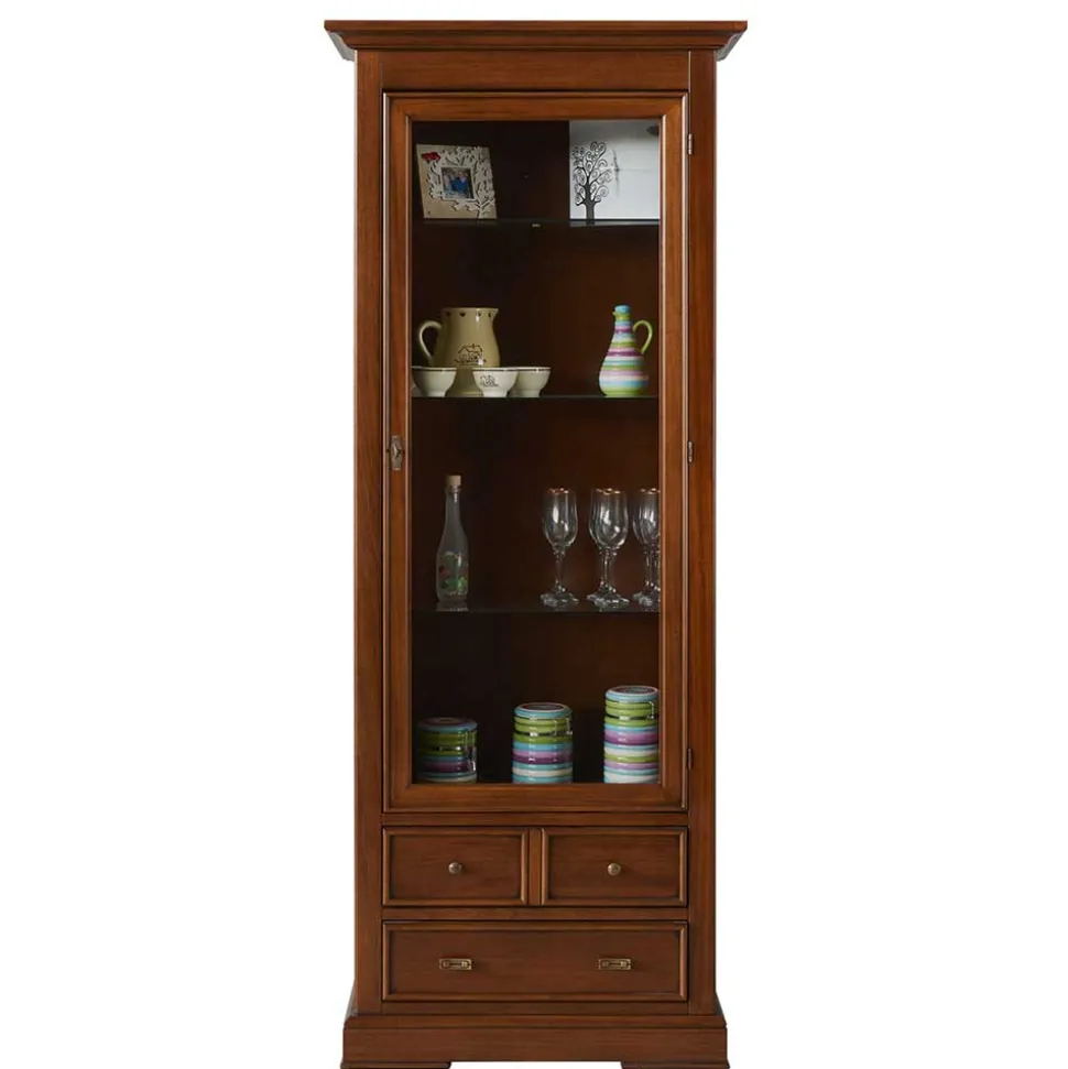 Beleuchtete Vitrine in Walnuss Braun - Istefanio
