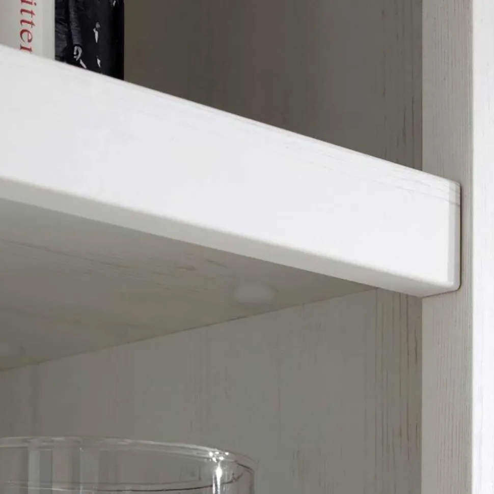Beleuchtete Wohnwand Chelles im weißem Landhausstil (vierteilig)