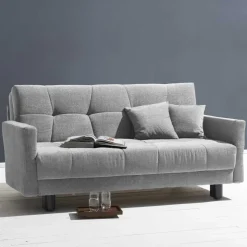 Bequemes Flachgewebe Faltsofa in Grau - Yirma