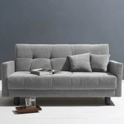 Bequemes Flachgewebe Faltsofa in Grau - Yirma
