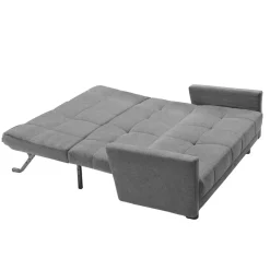 Bequemes Flachgewebe Faltsofa in Grau - Yirma