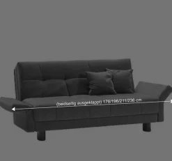 Bequemes Flachgewebe Faltsofa in Grau - Yirma