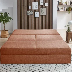 Bequemes Schlafsofa in Kupfer Braun - Monte