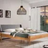 Bett aus Wildbuche massiv und Kunstleder - Padricio
